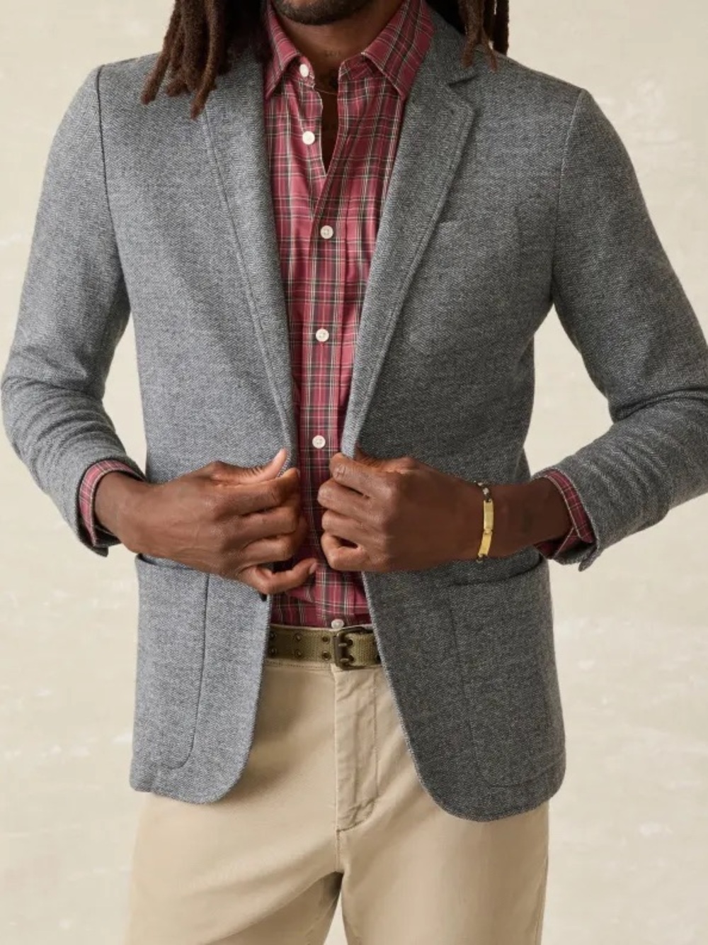 Faherty reserve the Inlet Blazer organic cotton blend herringbone gray size L - Picture 9 of 9